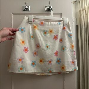 Princess Polly Floral Mini Skirt - White with Multicolor Flowers
